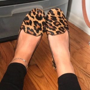 Leopard print flats with leather bottom!